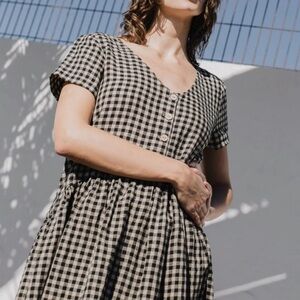 Kate Quinn Gingham Button-Up Super Soft Midi Dress